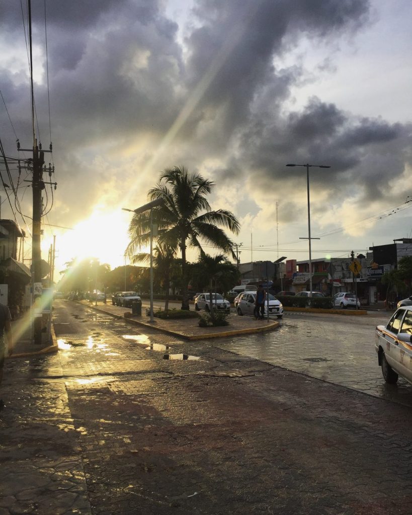 The main street of Tulum after the rain.