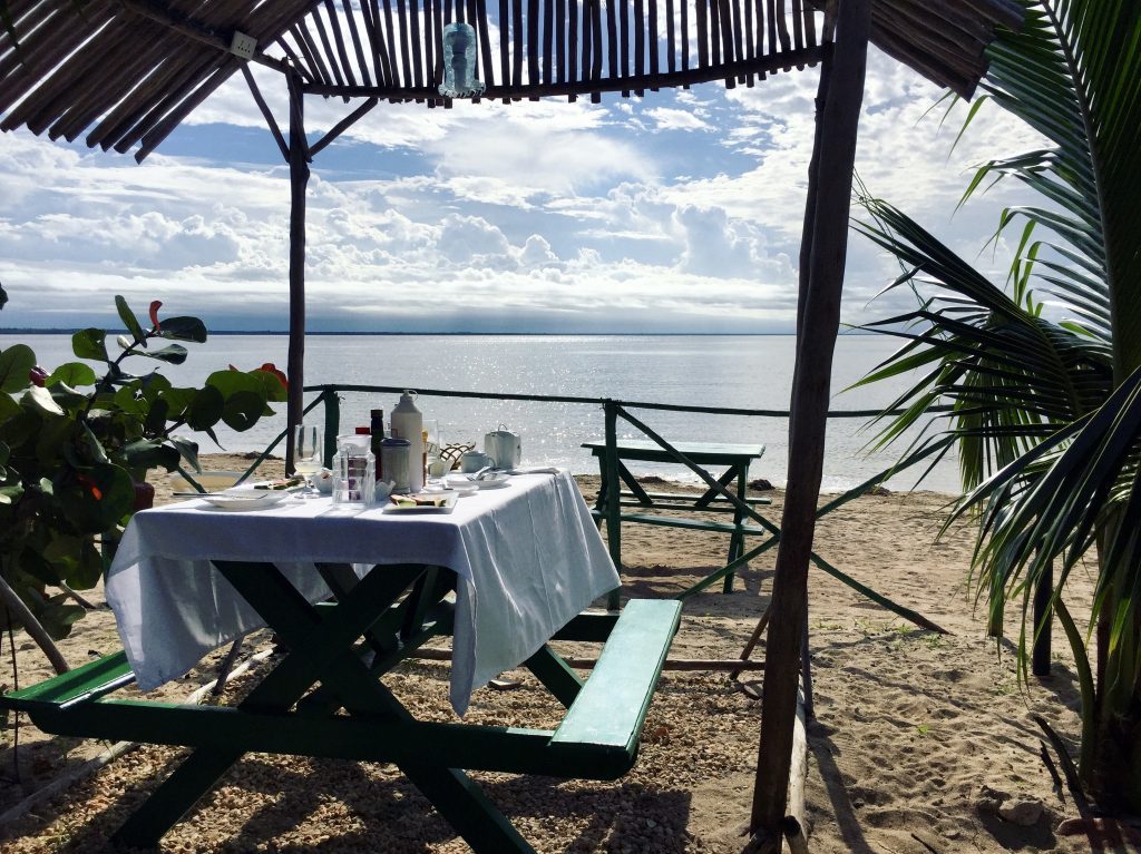 Breakfast table at the beach.