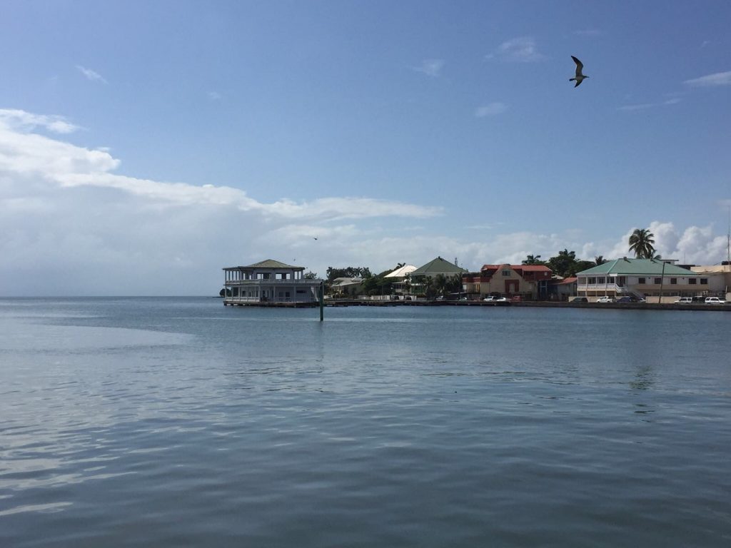 View of the houses from the water taxi station in Belize City