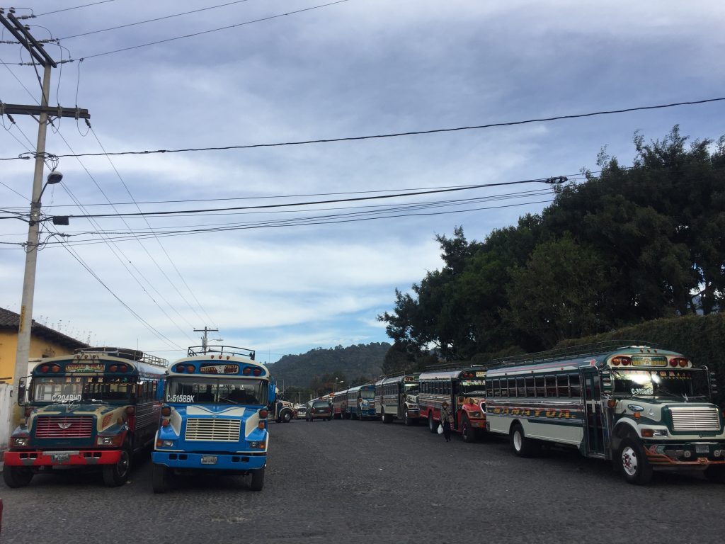 Chicken buses in Antigua